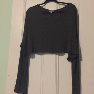 Olive green wiggle knit crop top